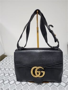Authentic Gucci Double G Marmont Large Shoulder Bag Black
